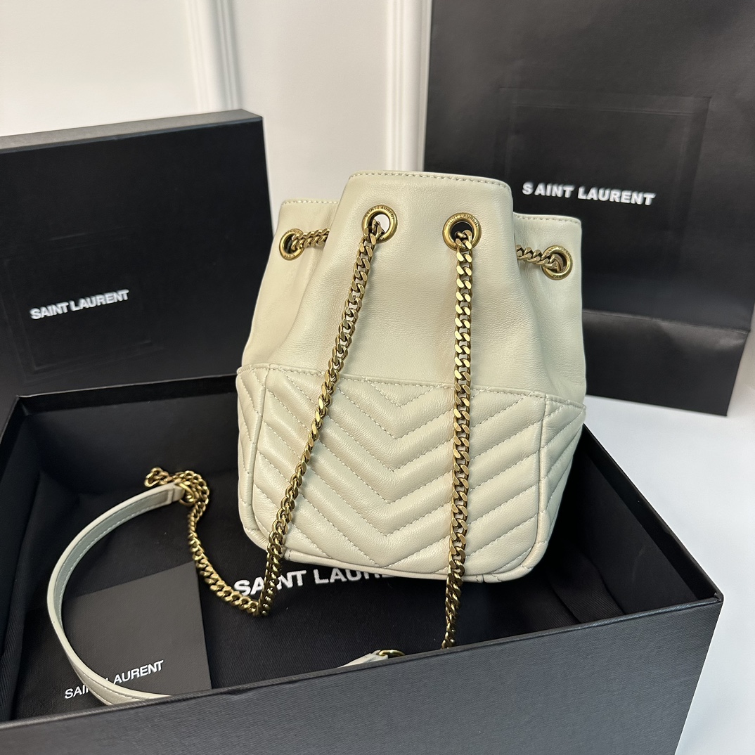 YSL V-Stitched Mini Bucket Bag, Lambskin  