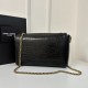 Kate Large Suede YSL Reversible Chain Bag, Suede & Crocodile Embossed Leather  