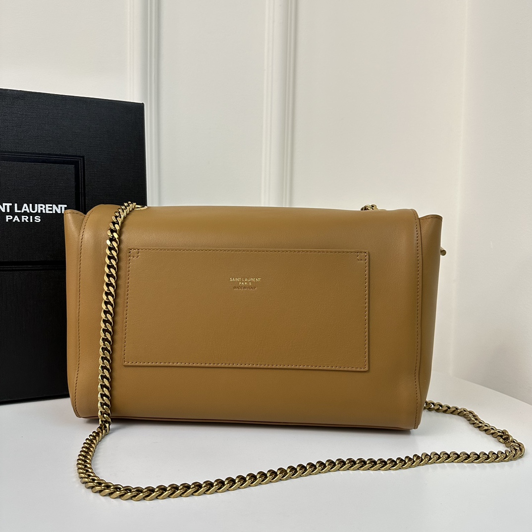 Kate Cinnamon Calfskin YSL Reversible Chain Bag, Suede & Smooth Leather  