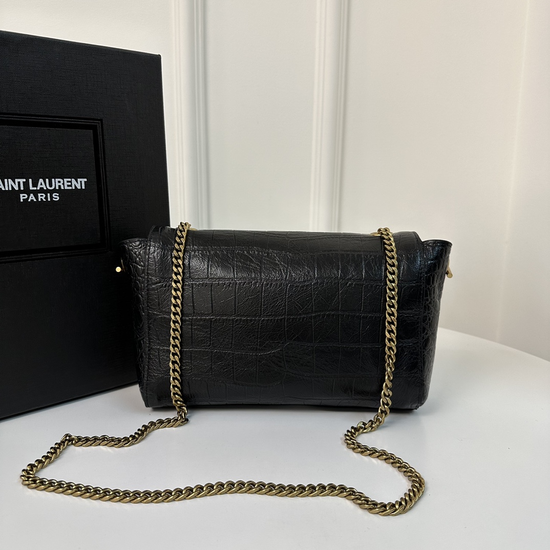 Kate Small Crocodile Embossed YSL Reversible Chain Bag, Suede & Smooth Leather  