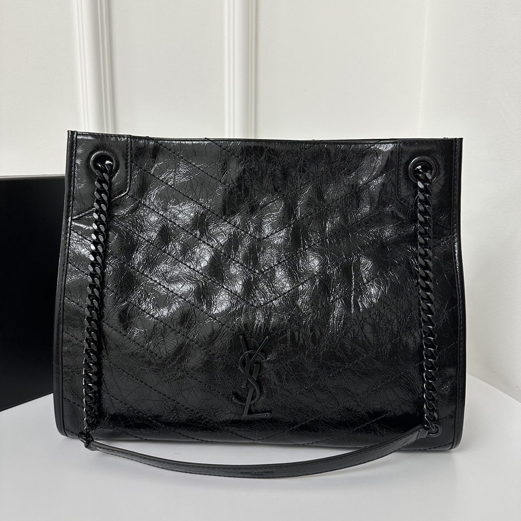 Niki Shopping Bag, Classic Crinkled Oil Wax Calfskin  