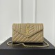 YSL Envelope Chain Wallet 22.5cm, Grained Embossed Leather, V-Quilted with Caviar Grain Pattern, Calfskin  