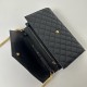 YSL Envelope Chain Wallet 22.5cm, Grained Embossed Leather, V-Quilted with Caviar Grain Pattern, Calfskin  