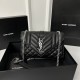 Small 21cm YSL Envelope Grainy Embossed Stitched Genuine Leather Clutch, V Pattern with Caviar Embossed Grid Texture, Cowhide