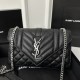 Small 21cm YSL Envelope Grainy Embossed Stitched Genuine Leather Clutch, V Pattern with Caviar Embossed Grid Texture, Cowhide