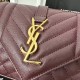 Small 21cm YSL Envelope Grainy Embossed Stitched Genuine Leather Clutch, V Pattern with Caviar Embossed Grid Texture, Cowhide