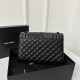 24cm YSL Envelope Grainy Embossed Stitched Genuine Leather Clutch, V Pattern with Caviar Embossed Grid Texture, Cowhide