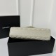 24cm YSL Envelope Grainy Embossed Stitched Genuine Leather Clutch, V Pattern with Caviar Embossed Grid Texture, Cowhide