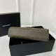 24cm YSL Envelope Grainy Embossed Stitched Genuine Leather Clutch, V Pattern with Caviar Embossed Grid Texture, Cowhide