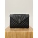 Large YSL Envelope, V Pattern with Caviar Embossed Grid Texture, Cowhide