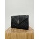 Large YSL Envelope, V Pattern with Caviar Embossed Grid Texture, Cowhide