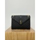 Large YSL Envelope, V Pattern with Caviar Embossed Grid Texture, Cowhide