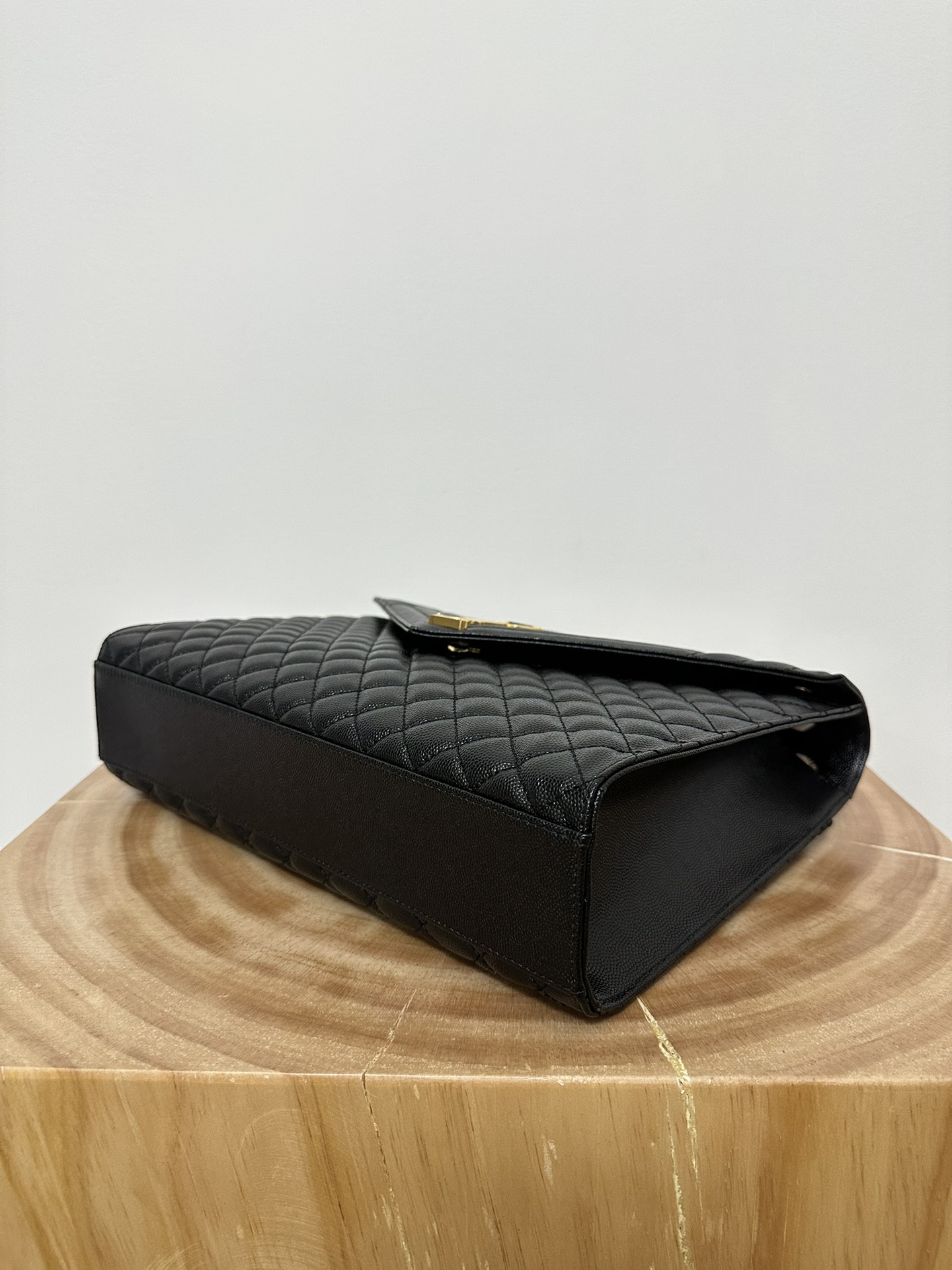 Large YSL Envelope, V Pattern with Caviar Embossed Grid Texture, Cowhide