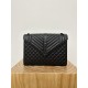 Large YSL Envelope, V Pattern with Caviar Embossed Grid Texture, Cowhide