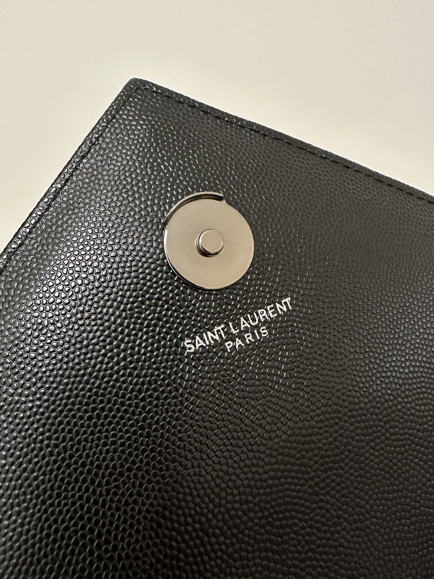 Large YSL Envelope, V Pattern with Caviar Embossed Grid Texture, Cowhide