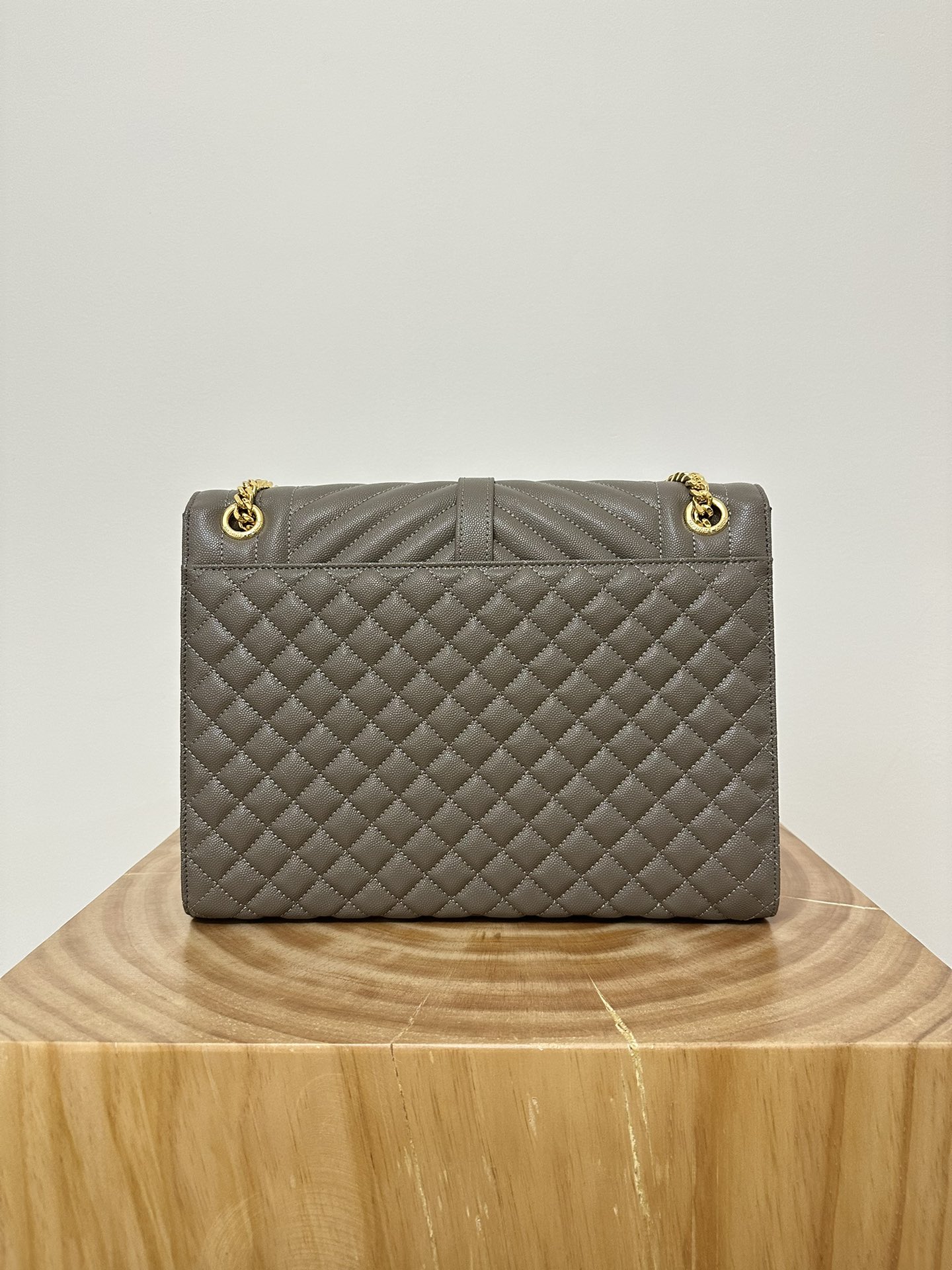 Large YSL Envelope, V Pattern with Caviar Embossed Grid Texture, Cowhide