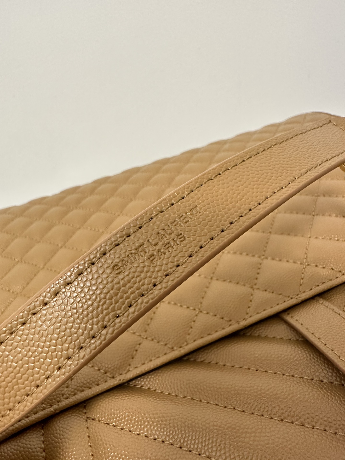 Large YSL Envelope, V Pattern with Caviar Embossed Grid Texture, Cowhide