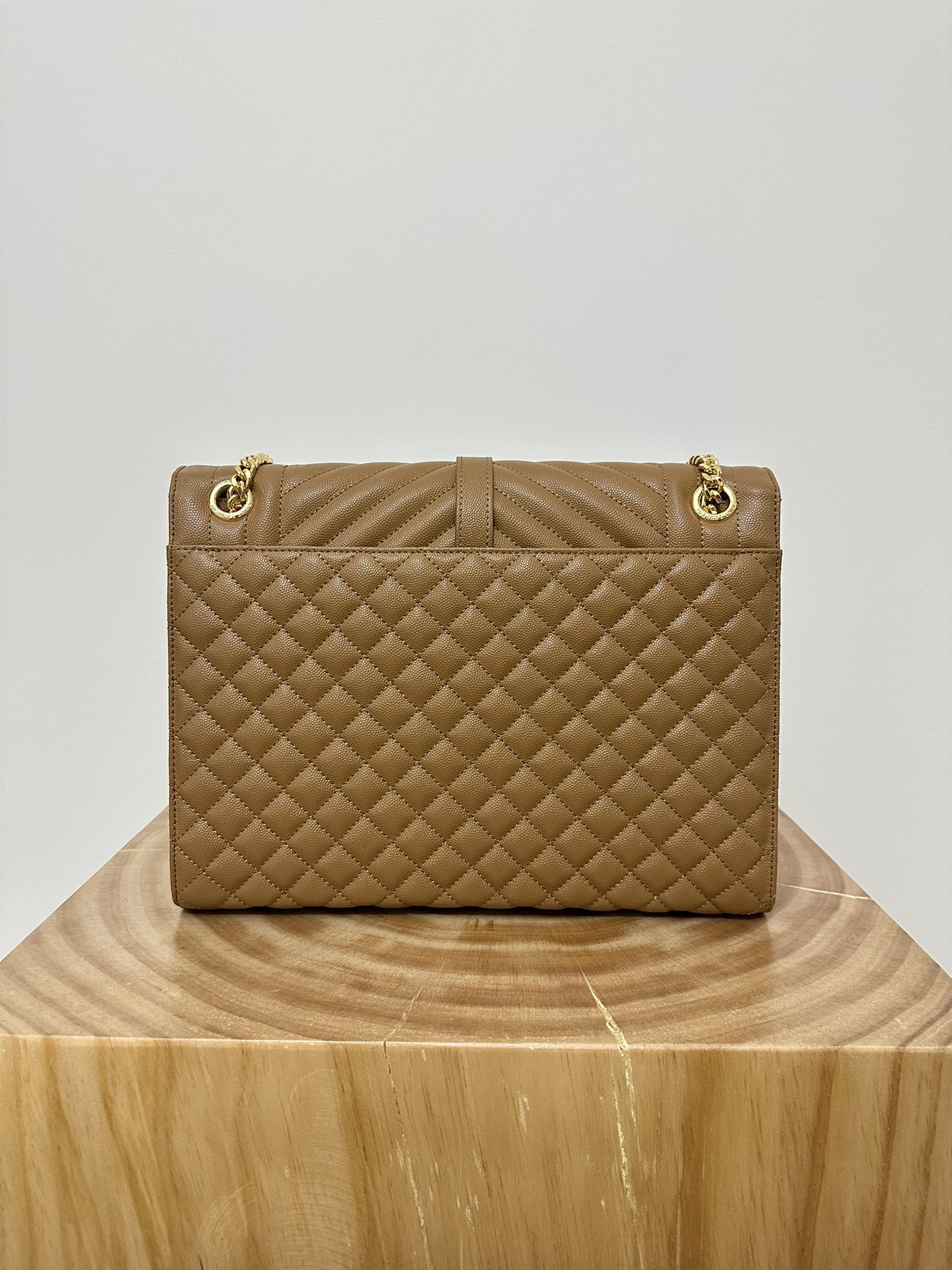 Large YSL Envelope, V Pattern with Caviar Embossed Grid Texture, Cowhide