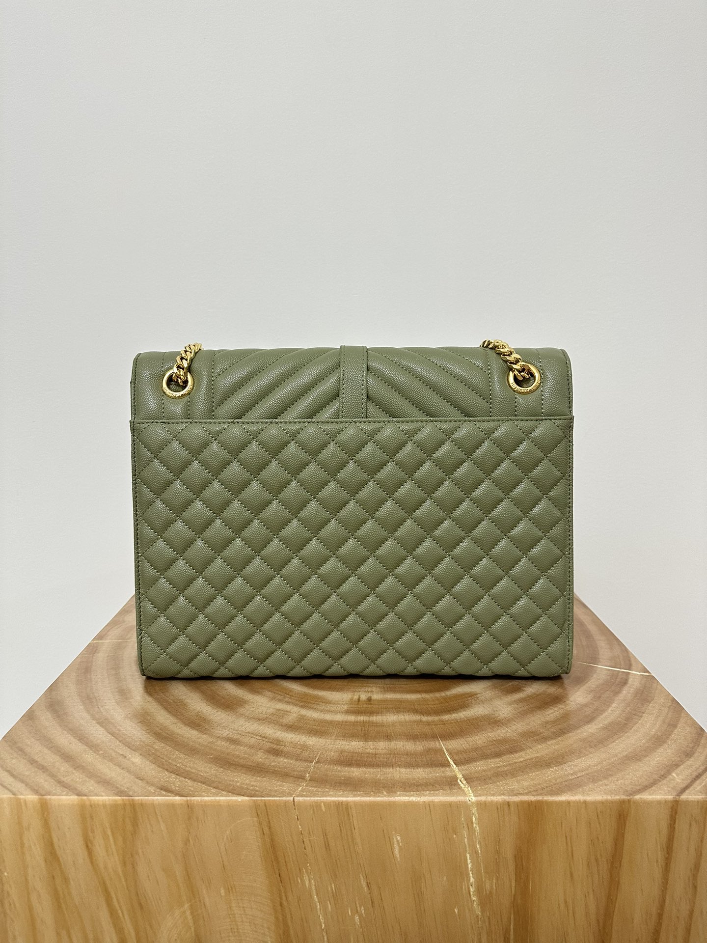 Large YSL Envelope, V Pattern with Caviar Embossed Grid Texture, Cowhide