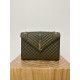 Large YSL Envelope, V Pattern with Caviar Embossed Grid Texture, Cowhide