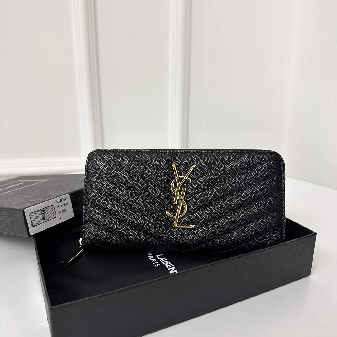 YSL Classic Long Zip Wallet, Full Leather