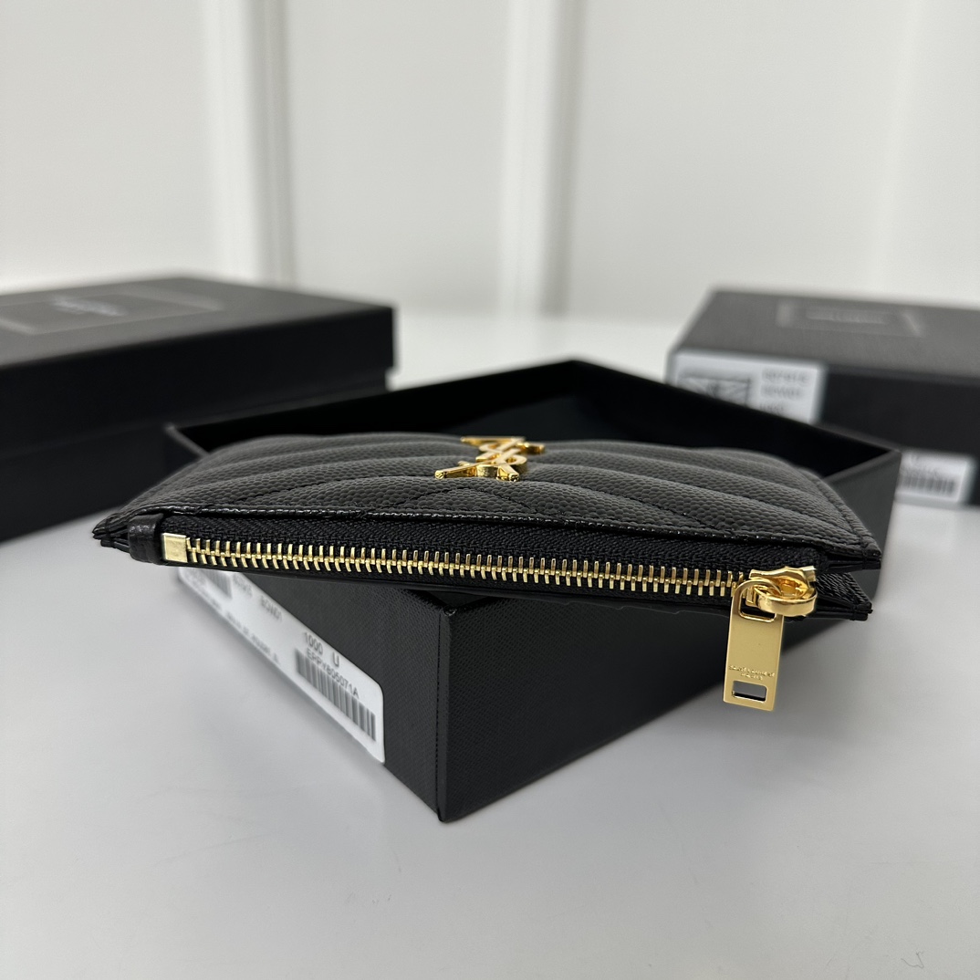 Card Holder/Coin Purse #Caviar Black Gold MONOGRAM FRAGMENTS