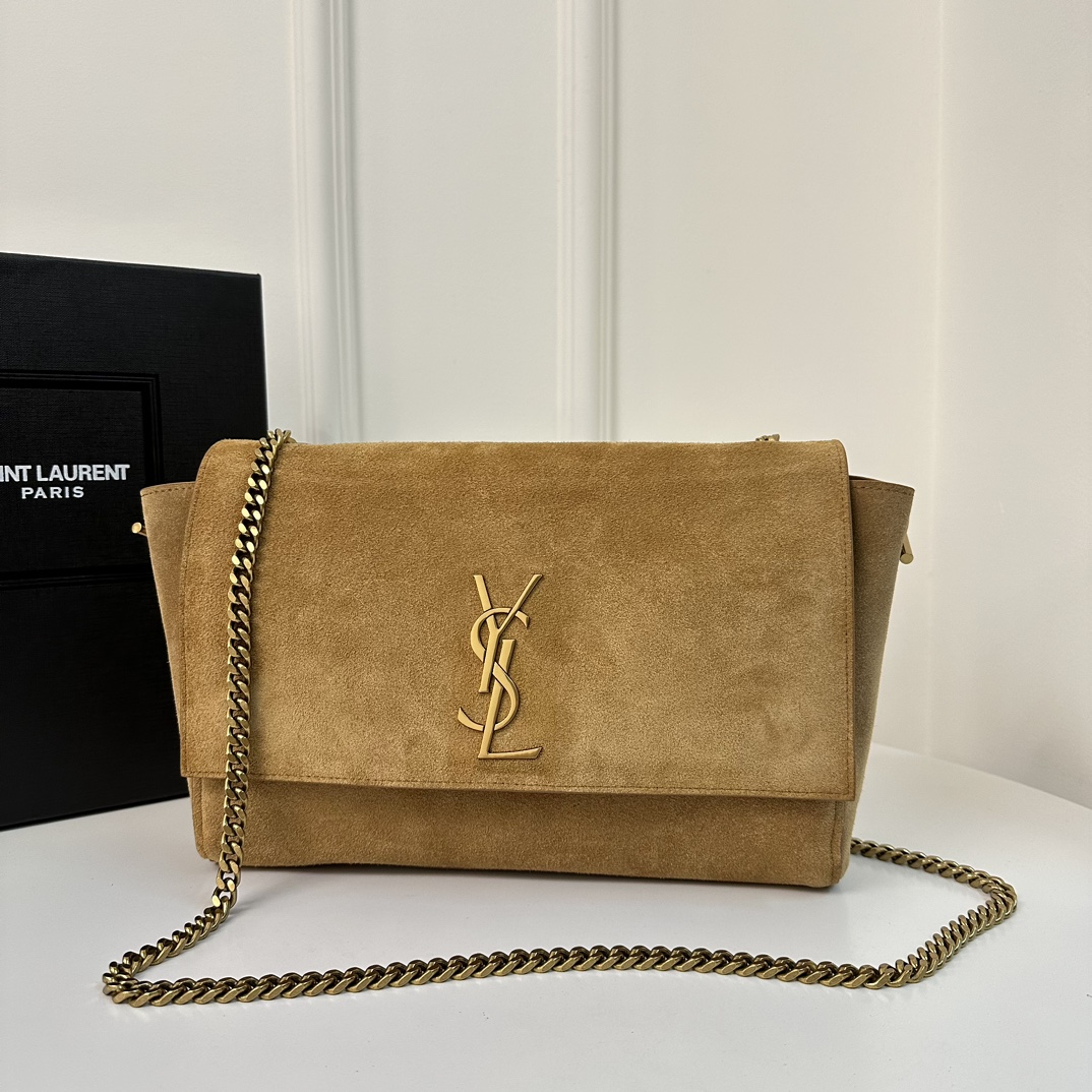 Apricot Suede Detail YSL Kate Double-Sided Chain Bag, Suede & Smooth Leather