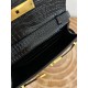 24cm MANHATTAN Baguette Bag Croc-Embossed Cowhide