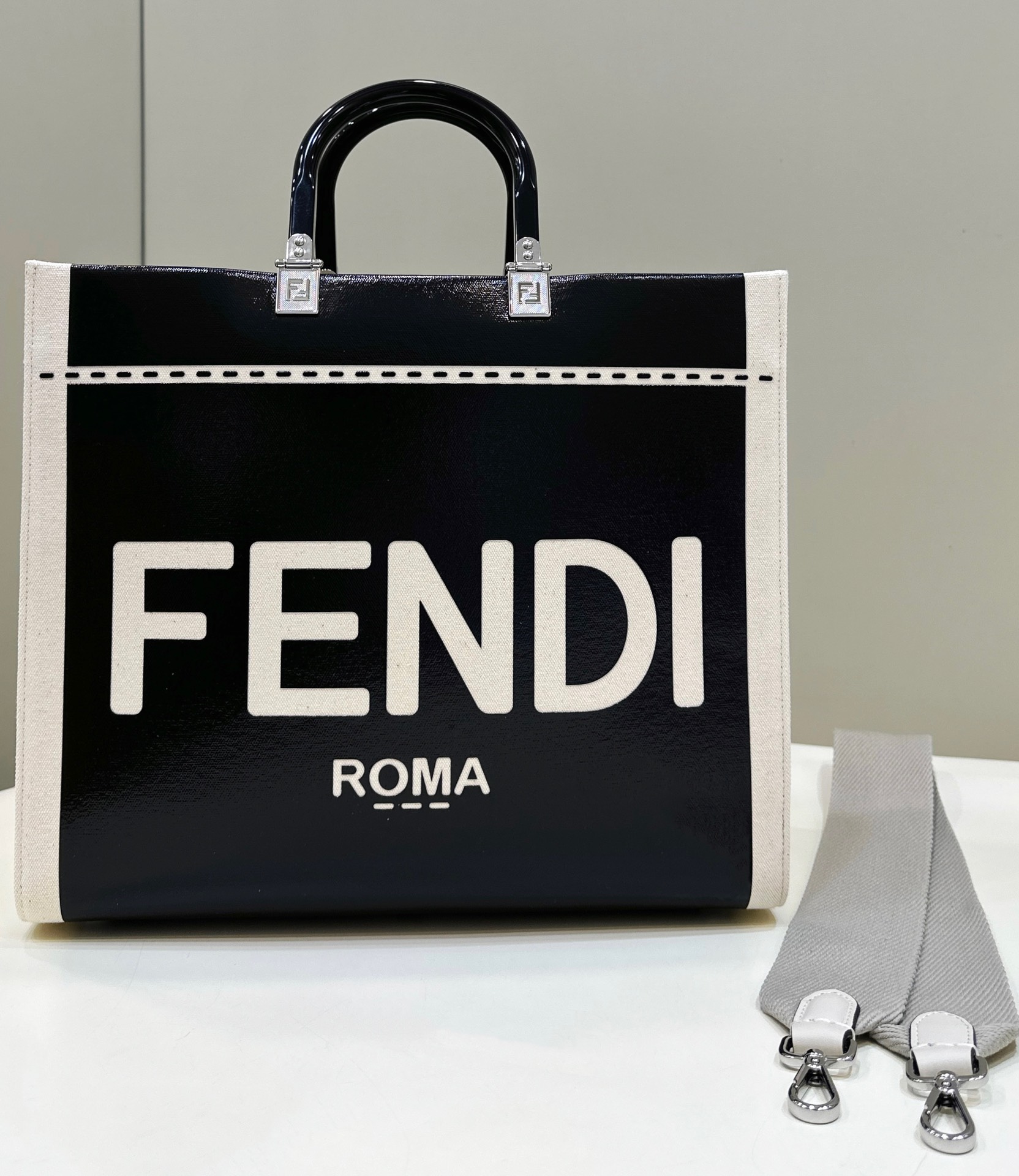 Fendi Tote Color-Block Design with Fabric Shoulder Strap Model no: 8616