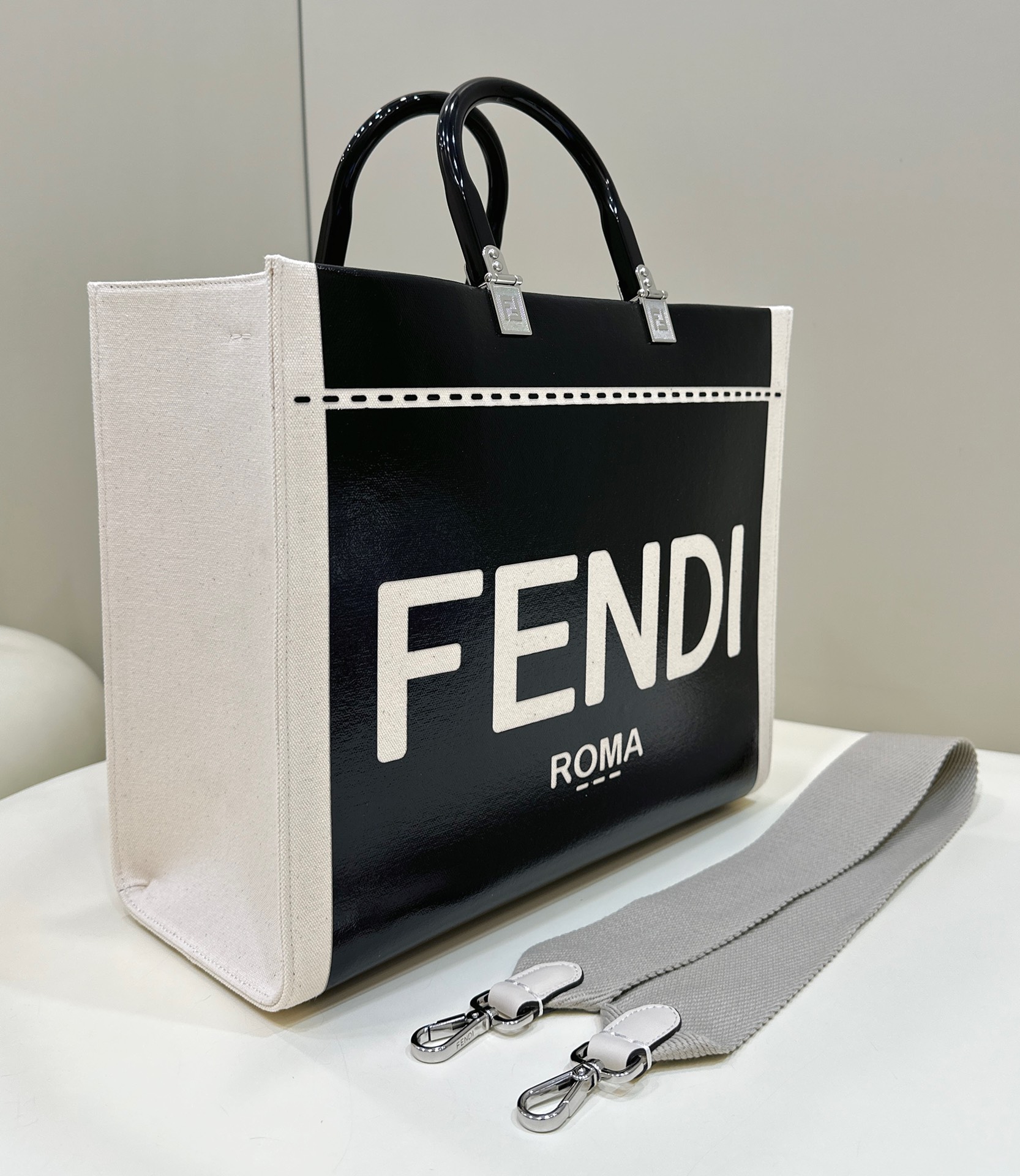 Fendi Tote Color-Block Design with Fabric Shoulder Strap Model no: 8616