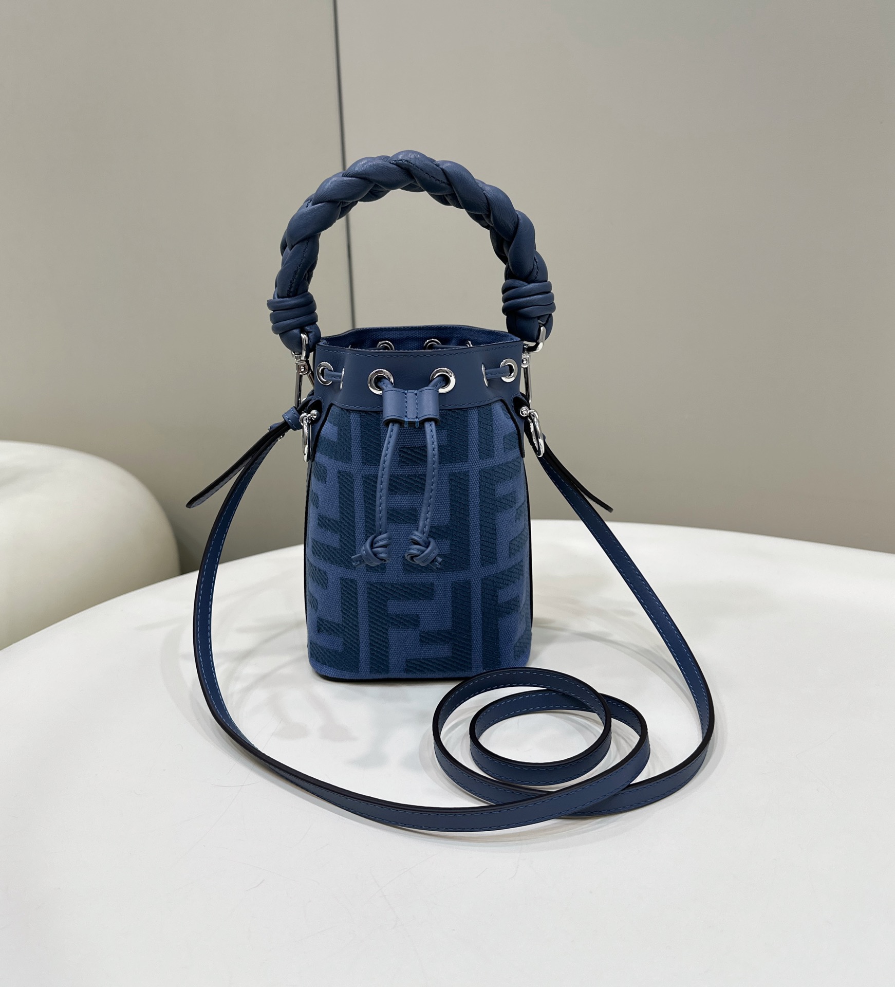 Mini Bucket Bag Denim Embroidered Double F Logo Model no: 038D