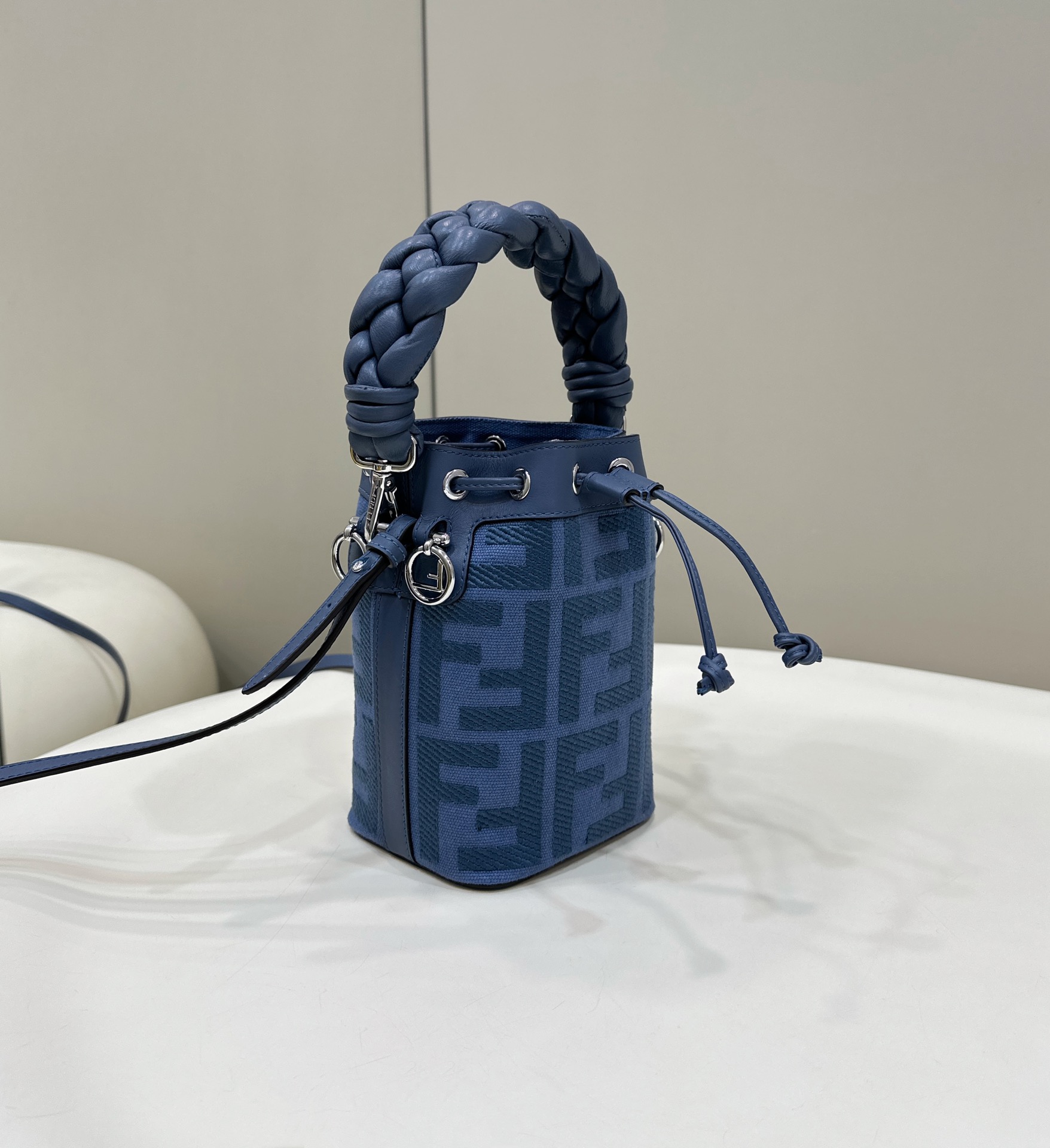 Mini Bucket Bag Denim Embroidered Double F Logo Model no: 038D