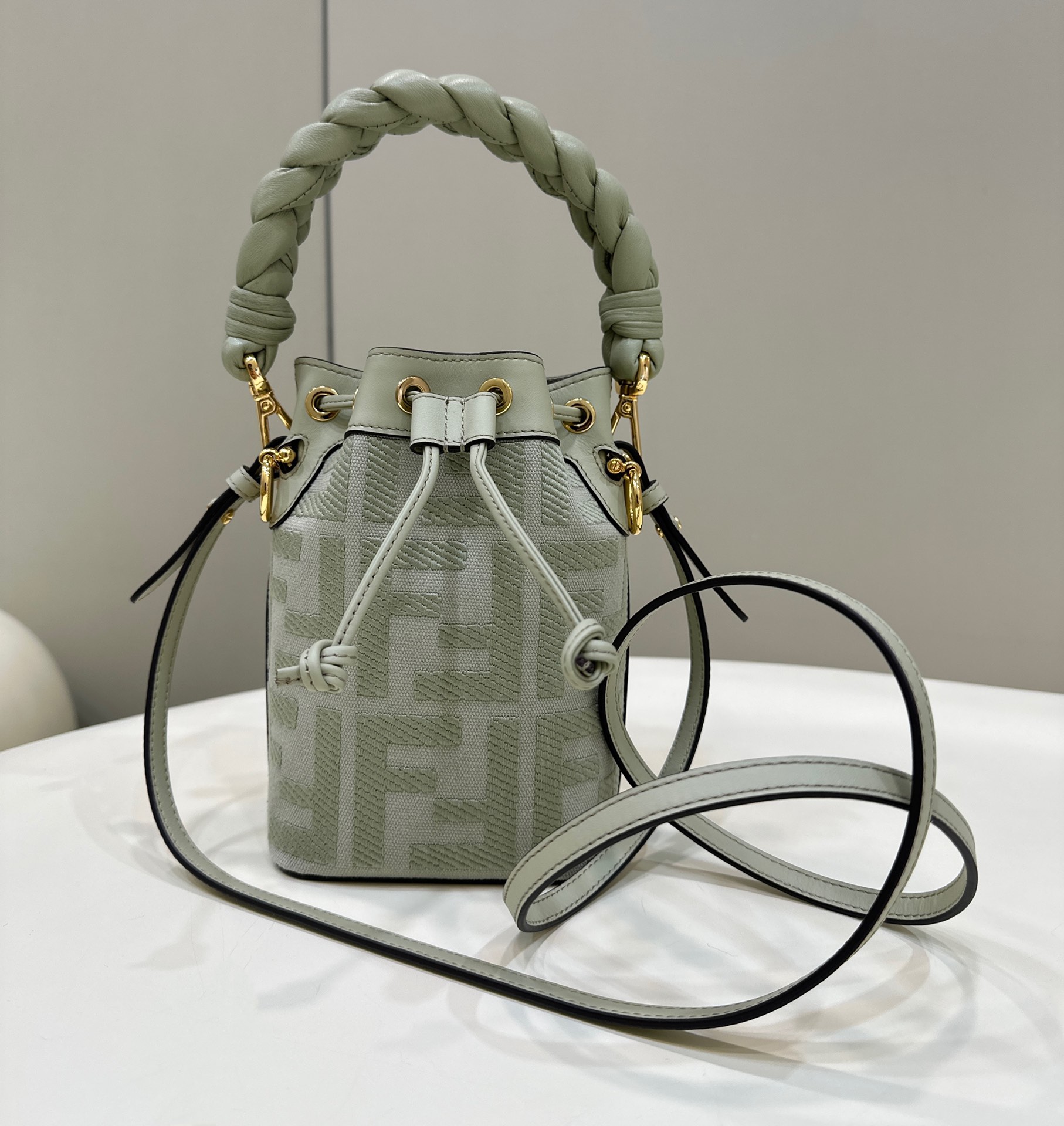 Mini Bucket Bag Denim Embroidered Double F Logo Model no: 038D