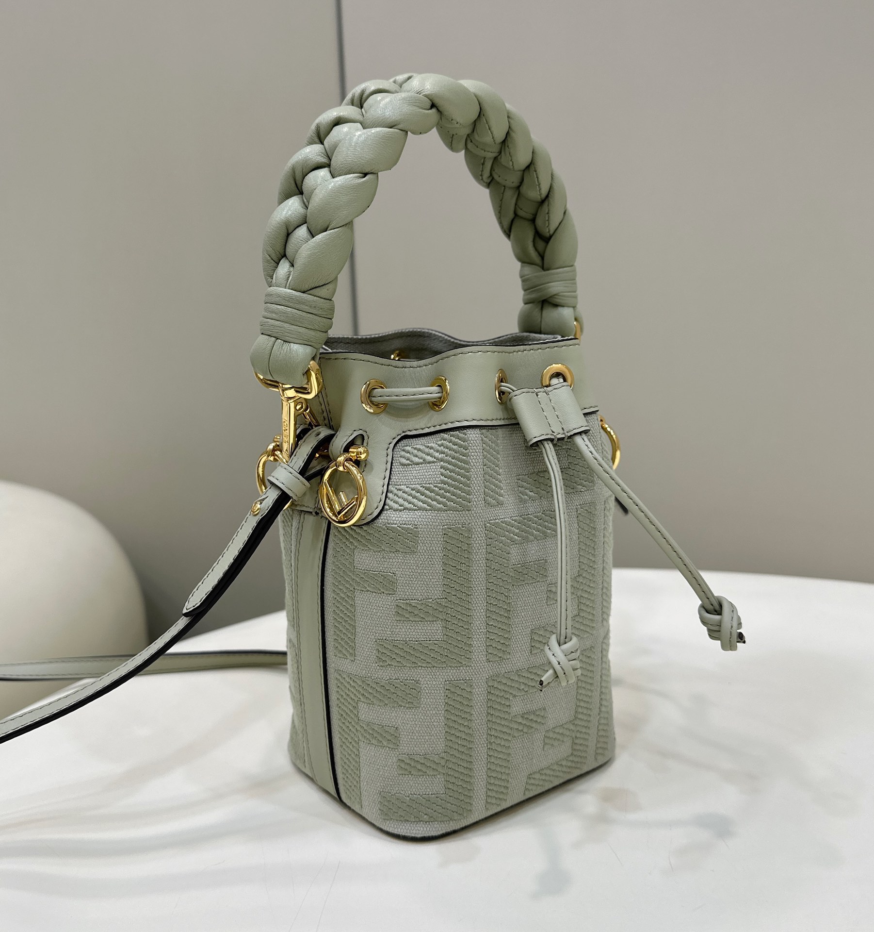 Mini Bucket Bag Denim Embroidered Double F Logo Model no: 038D