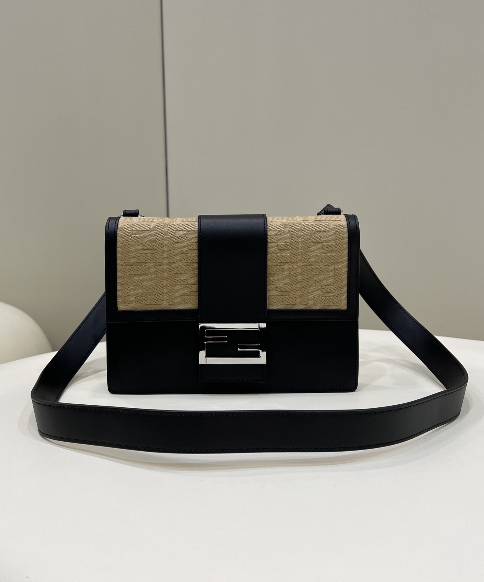 Baguette Crossbody Bag Calfskin and Canvas Combination Model no: 8375