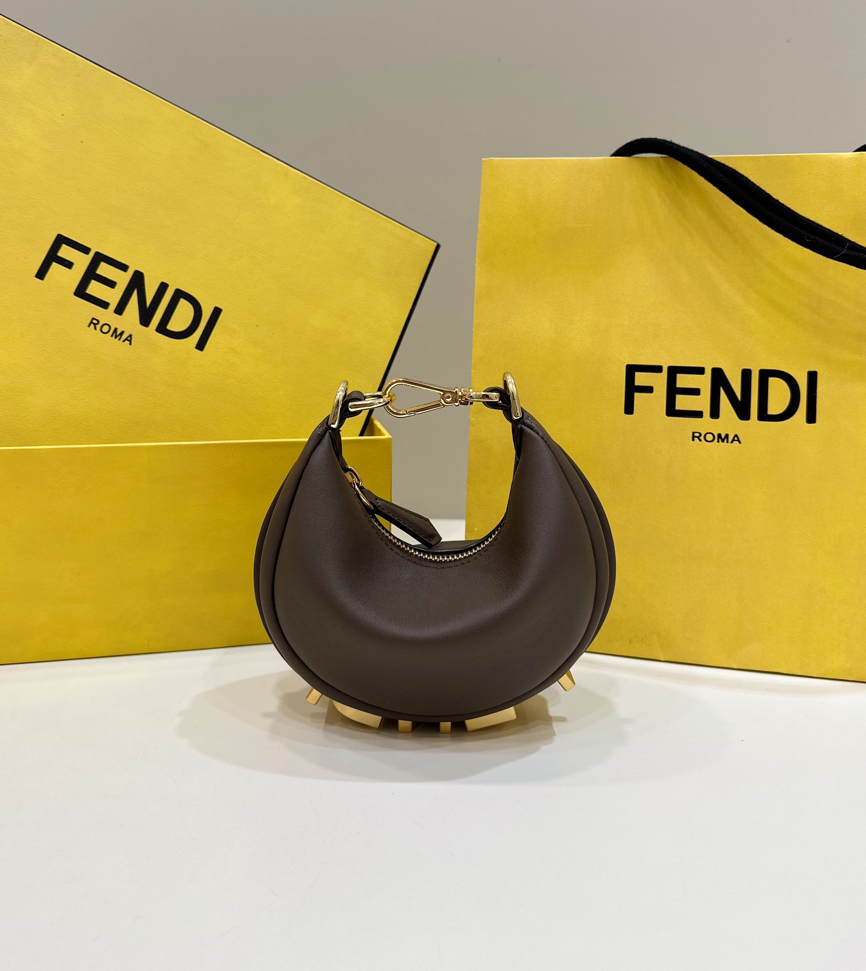 Fendigraphy Mini Version Underarm Bag, Calfskin, Shoulder Strap Sold Separately Model no: 80056S