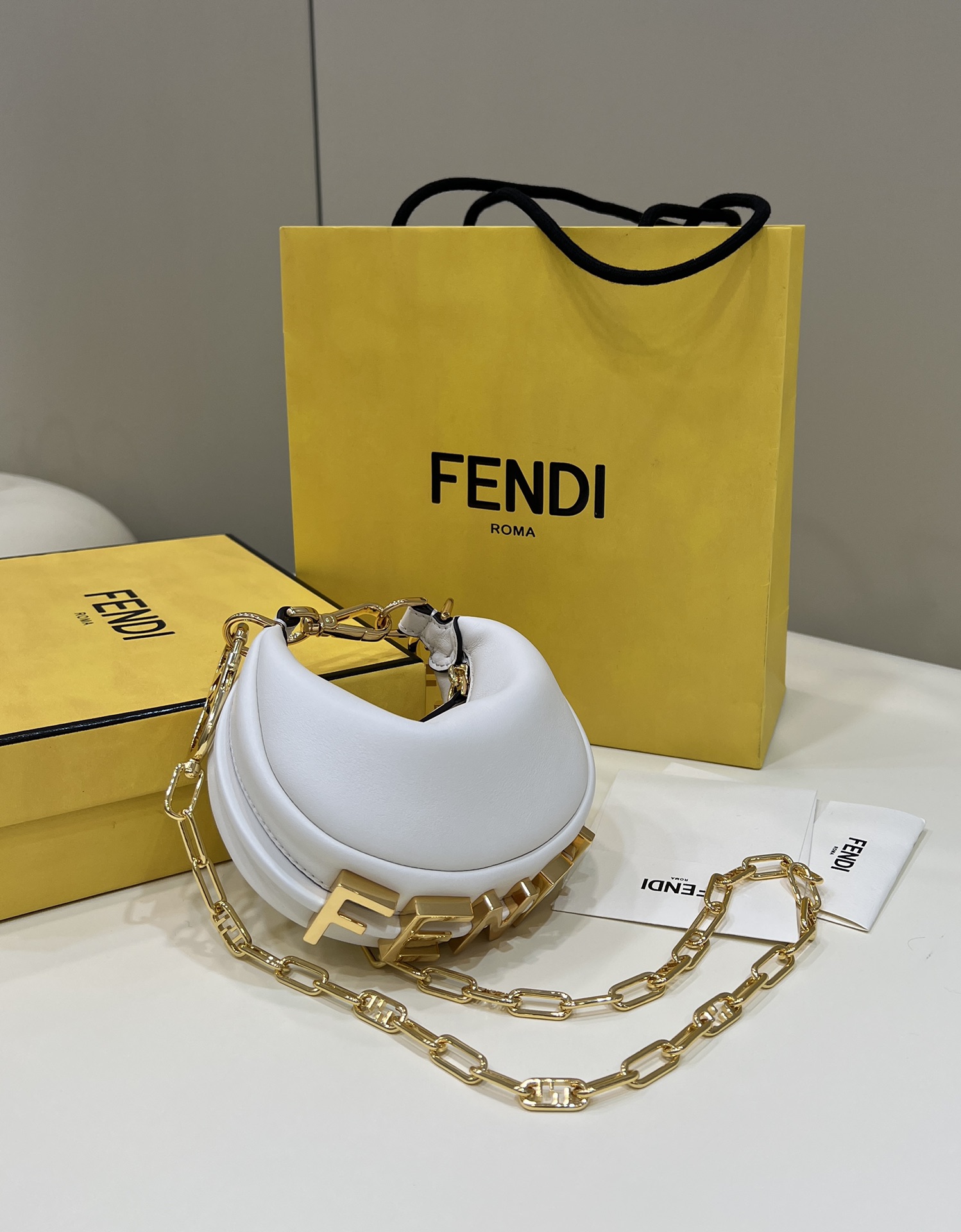 Fendigraphy Mini Version Underarm Bag, Calfskin, Shoulder Strap Sold Separately Model no: 80056S