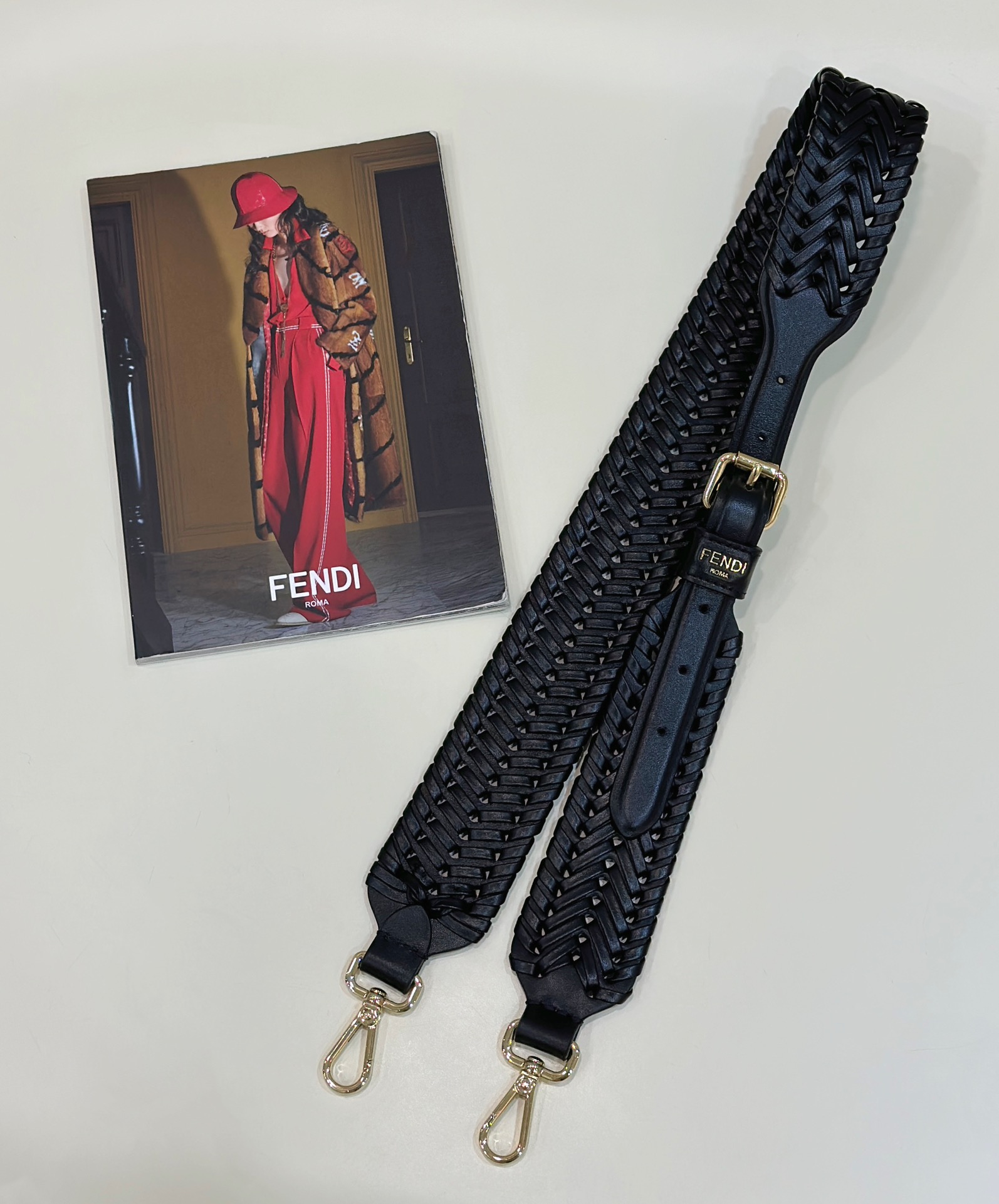 Woven Shoulder Strap, All Calfskin Model no: 9001