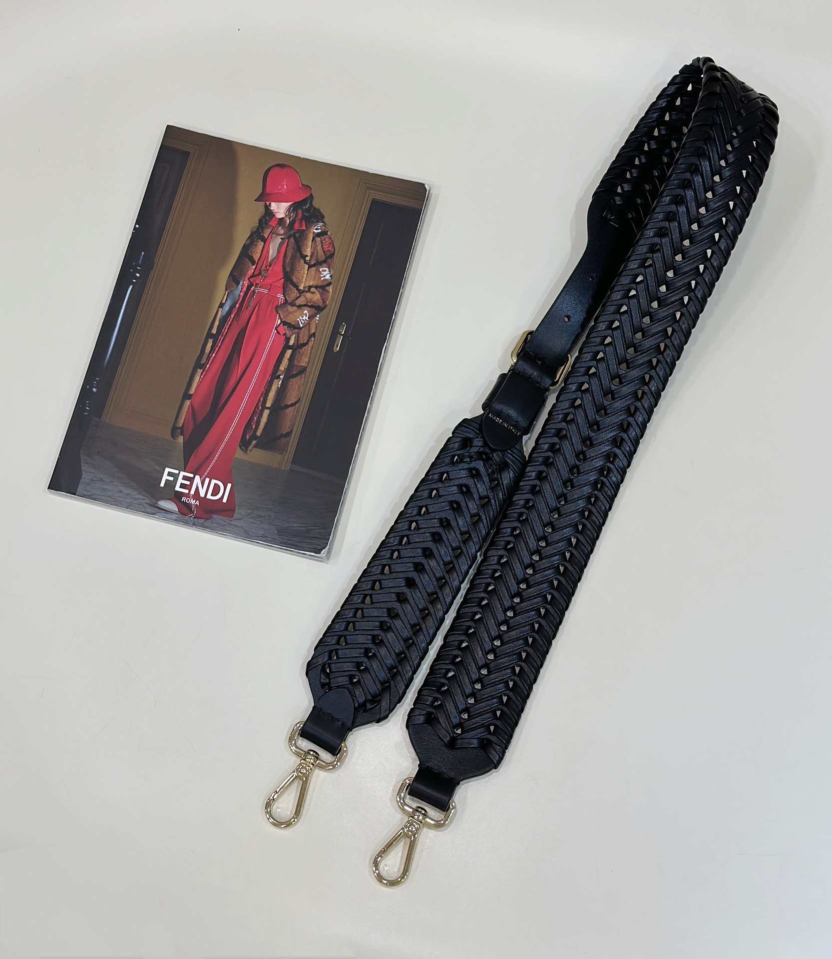 Woven Shoulder Strap, All Calfskin Model no: 9001