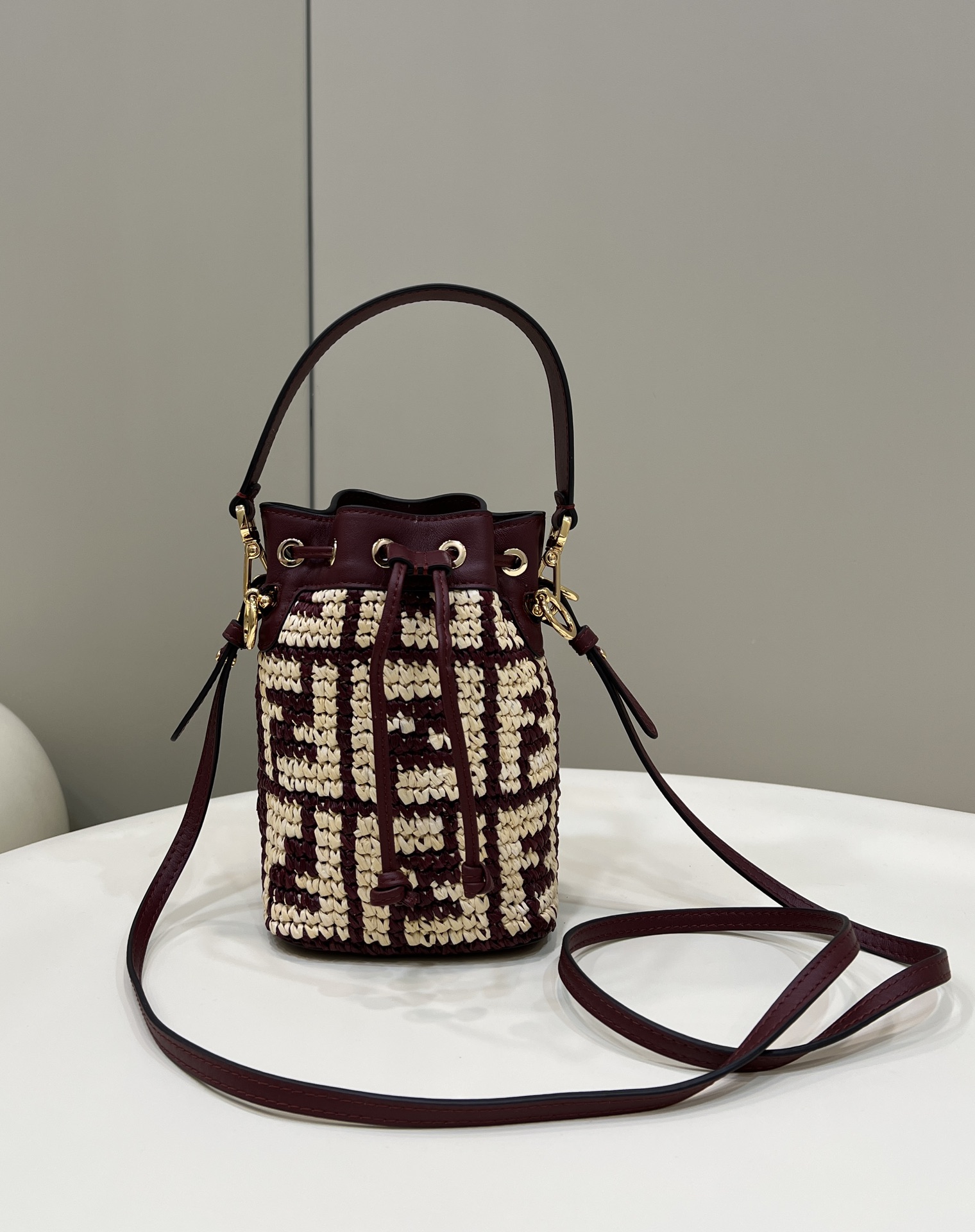 FENDI Mon Tresor Mini Bucket Bag, Raffia Handcrafted Weave Model no: 8278