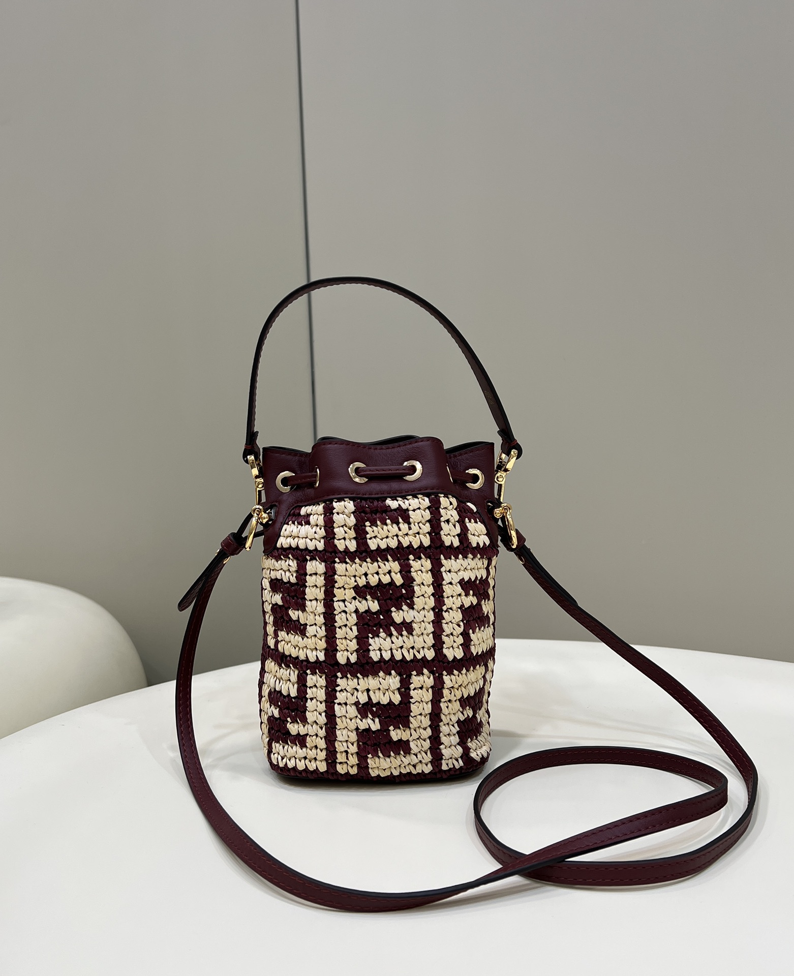 FENDI Mon Tresor Mini Bucket Bag, Raffia Handcrafted Weave Model no: 8278