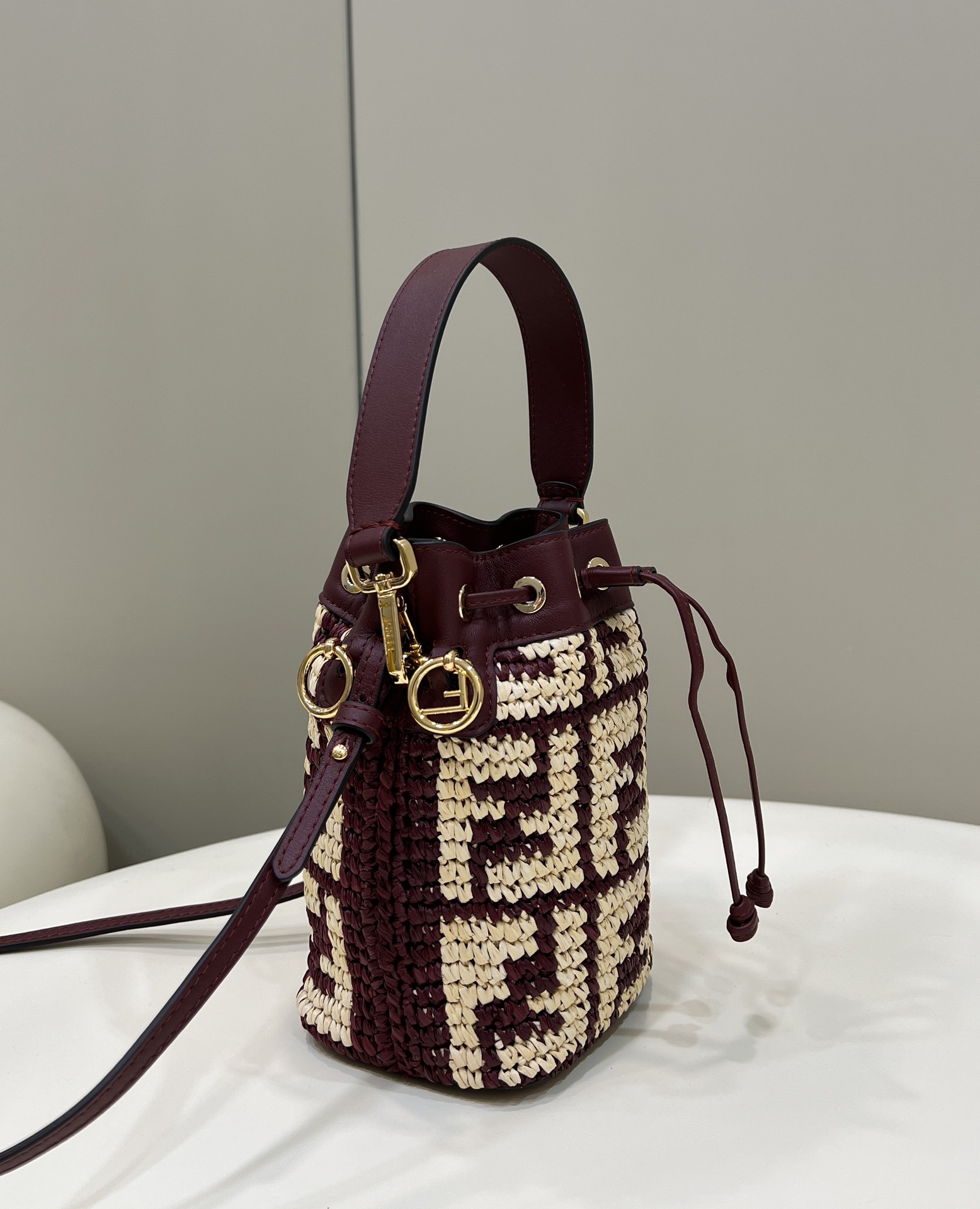 FENDI Mon Tresor Mini Bucket Bag, Raffia Handcrafted Weave Model no: 8278