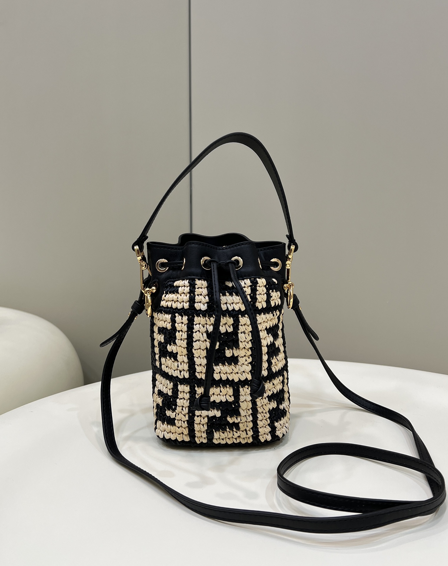 FENDI Mon Tresor Mini Bucket Bag, Raffia Handcrafted Weave Model no: 8278