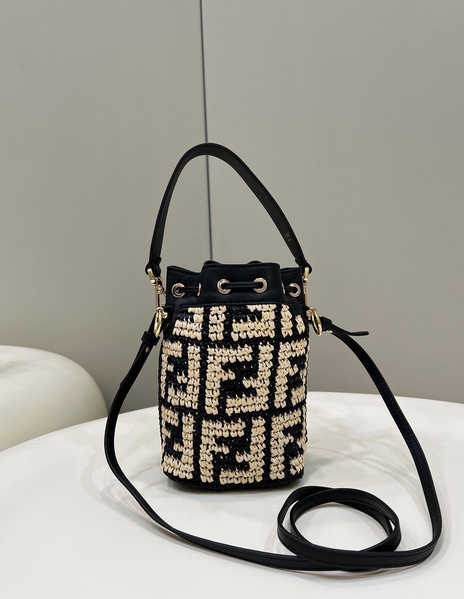 FENDI Mon Tresor Mini Bucket Bag, Raffia Handcrafted Weave Model no: 8278