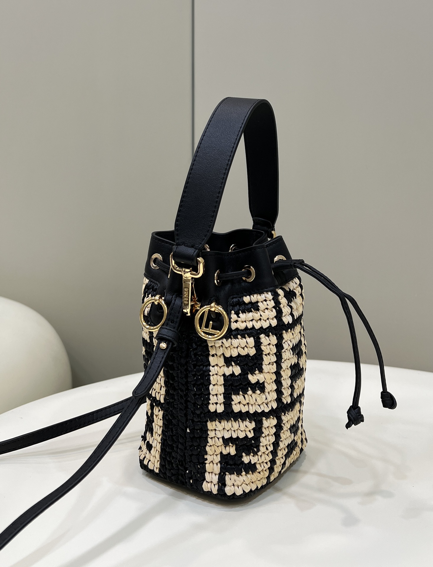 FENDI Mon Tresor Mini Bucket Bag, Raffia Handcrafted Weave Model no: 8278