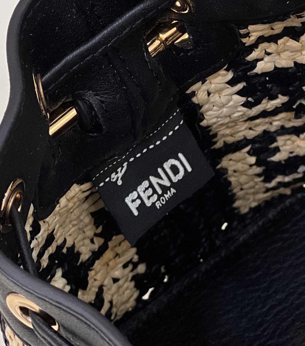 FENDI Mon Tresor Mini Bucket Bag, Raffia Handcrafted Weave Model no: 8278