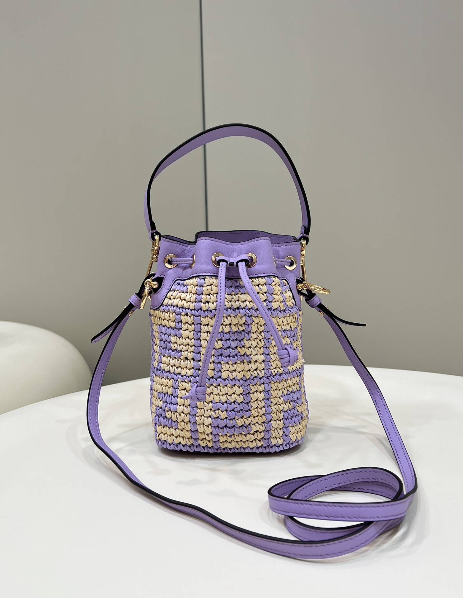 FENDI Mon Tresor Mini Bucket Bag, Raffia Handcrafted Weave Model no: 8278