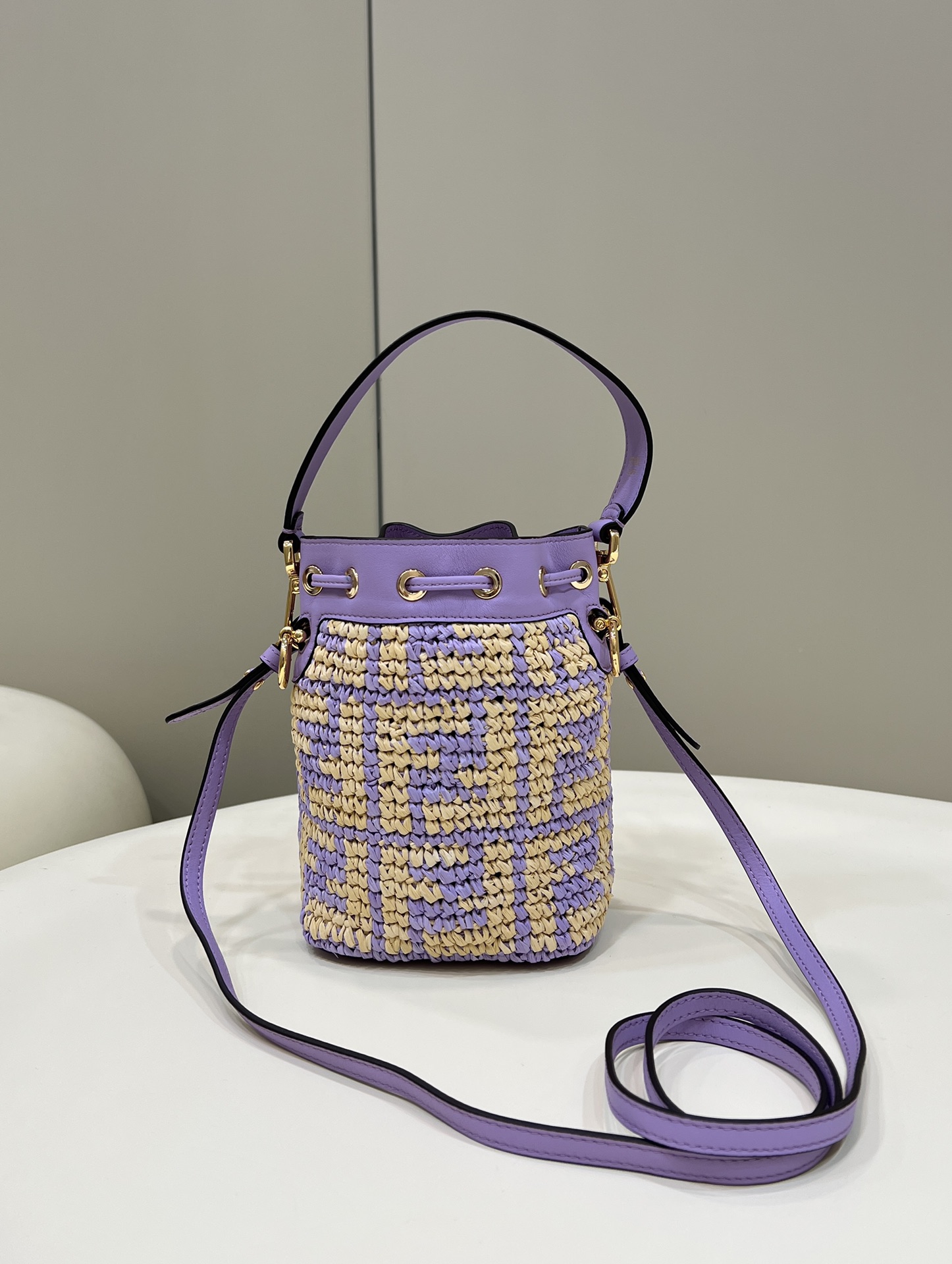 FENDI Mon Tresor Mini Bucket Bag, Raffia Handcrafted Weave Model no: 8278