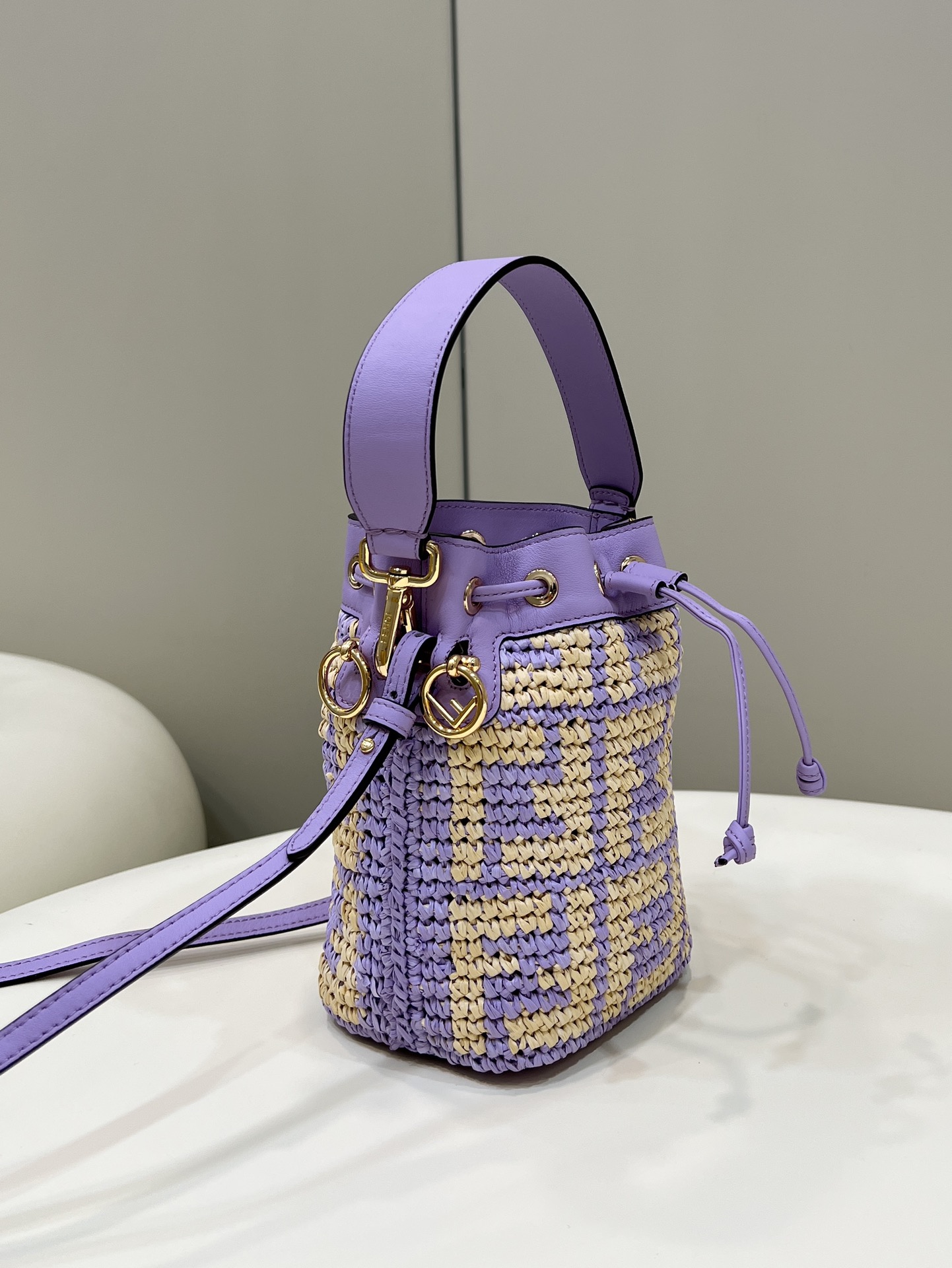 FENDI Mon Tresor Mini Bucket Bag, Raffia Handcrafted Weave Model no: 8278