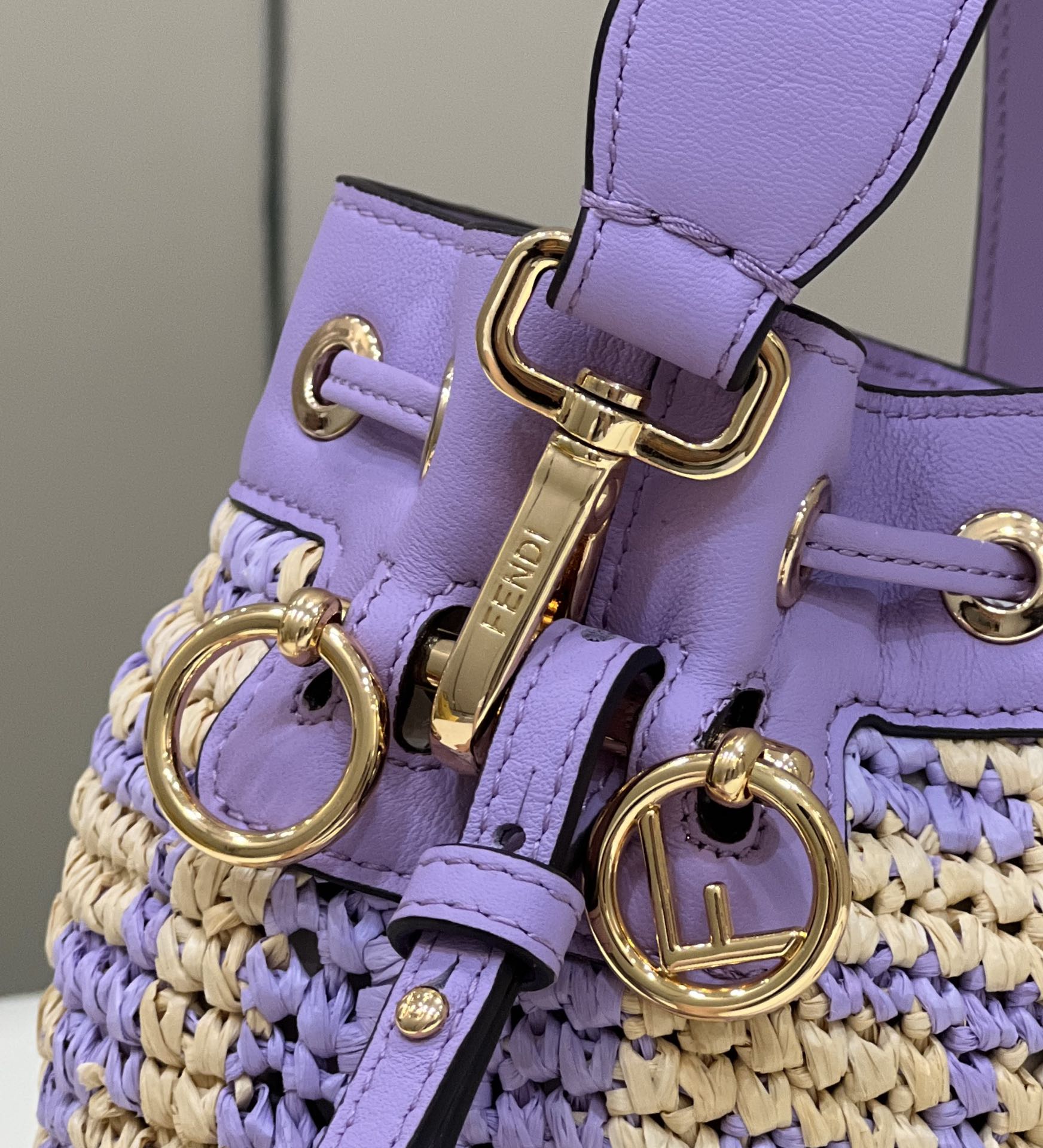 FENDI Mon Tresor Mini Bucket Bag, Raffia Handcrafted Weave Model no: 8278